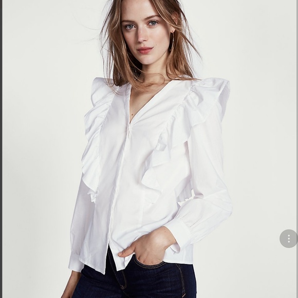 Express Tops - RUFFLE FRONT SHIRT 🆕